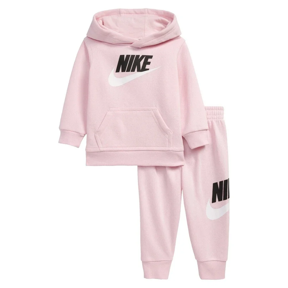 Nike Club Fleece Tracksuit Kids 12M Pink Foam Logo Graphic Activewear FROG56 - Picture 8 of 11